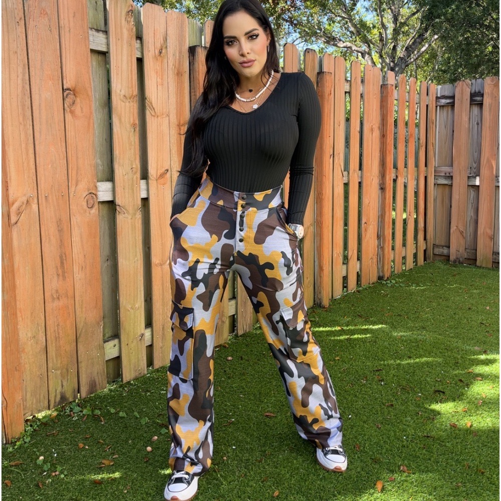 Yellow Camo Cargo Pant